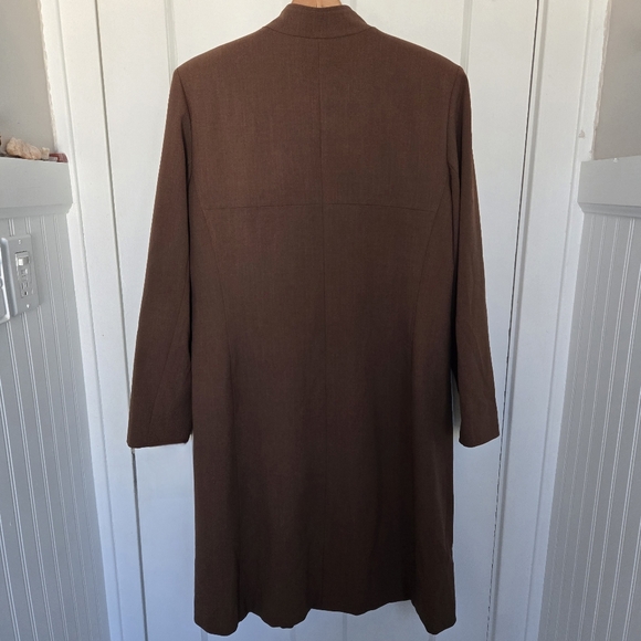 Vintage Harve Bernard Women's Longline Trench Coat Size 12 Brown Dark Academia - Picture 8 of 12